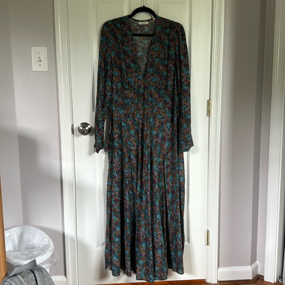 Doen Charleston Midi Dress in Navy Ladybird Floral